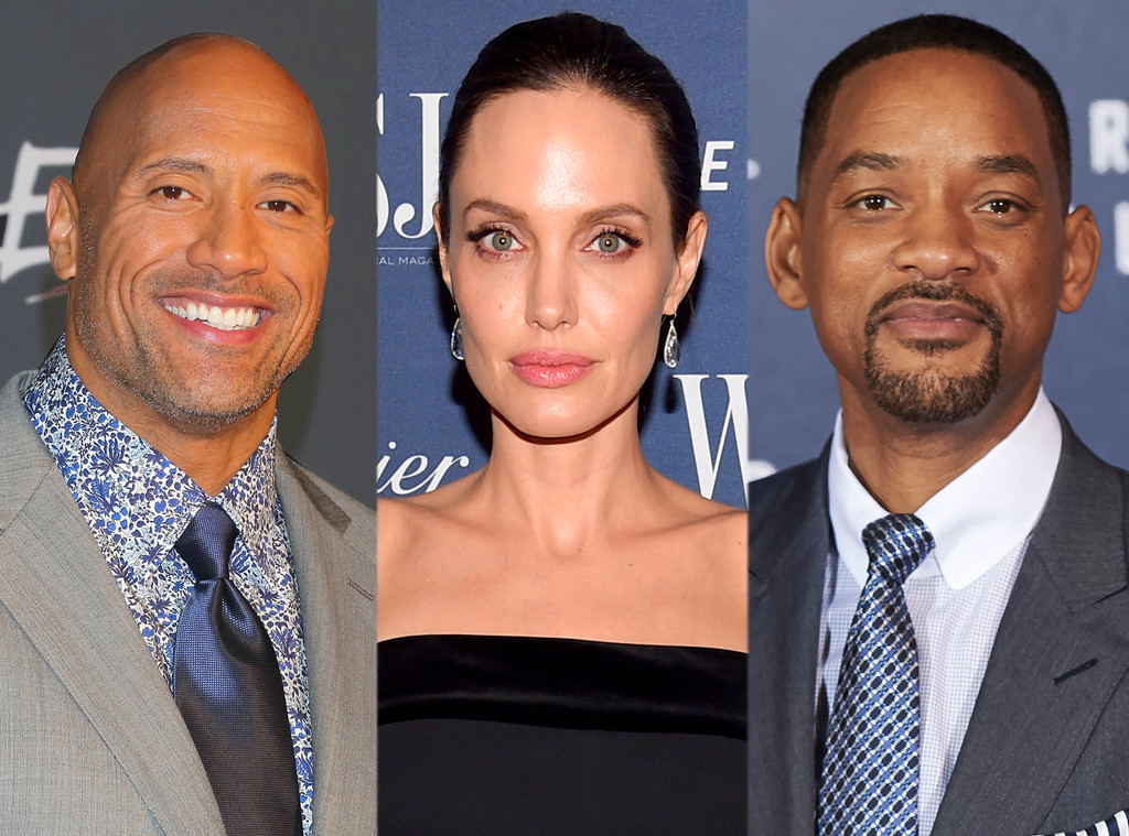 Dwayne Johnson, The Rock, Angelina Jolie, Will Smith Dwayne Johnson, The Rock, Angelina Jolie, Will Smith